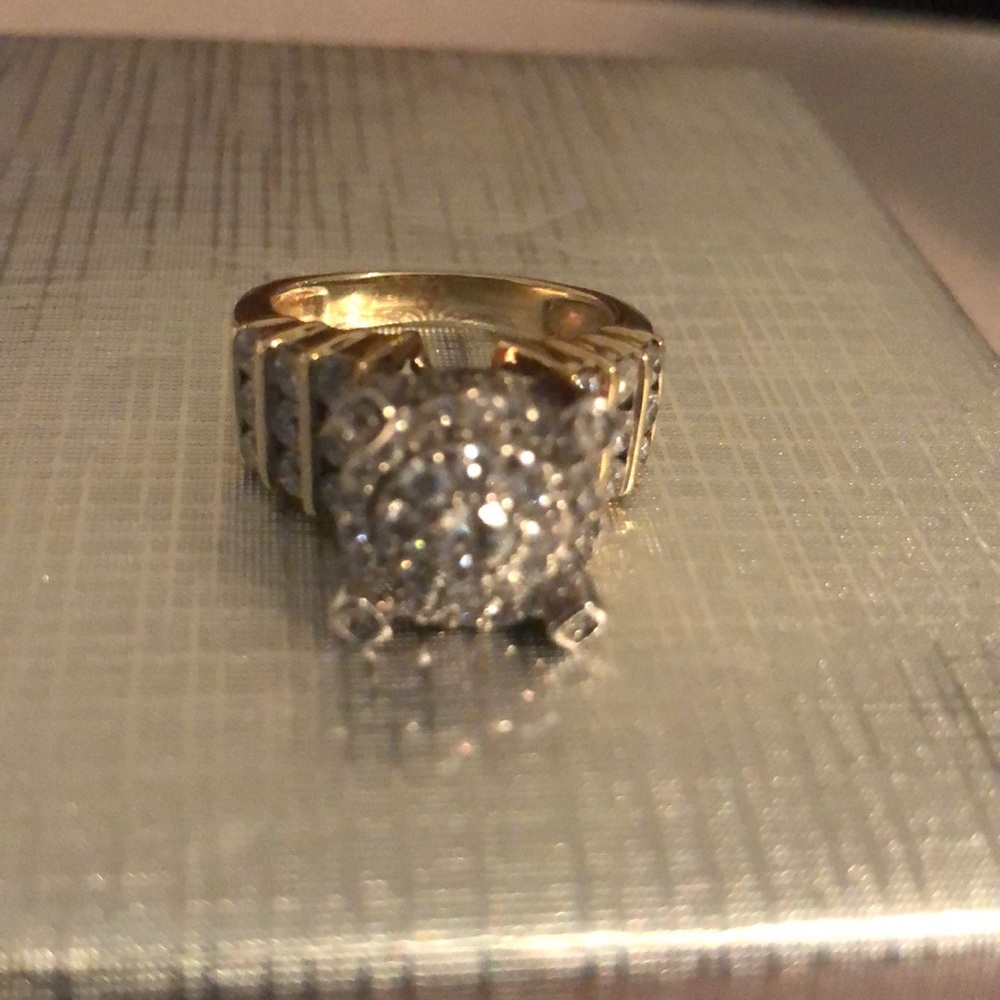 14k two tone cocktail ladies ring